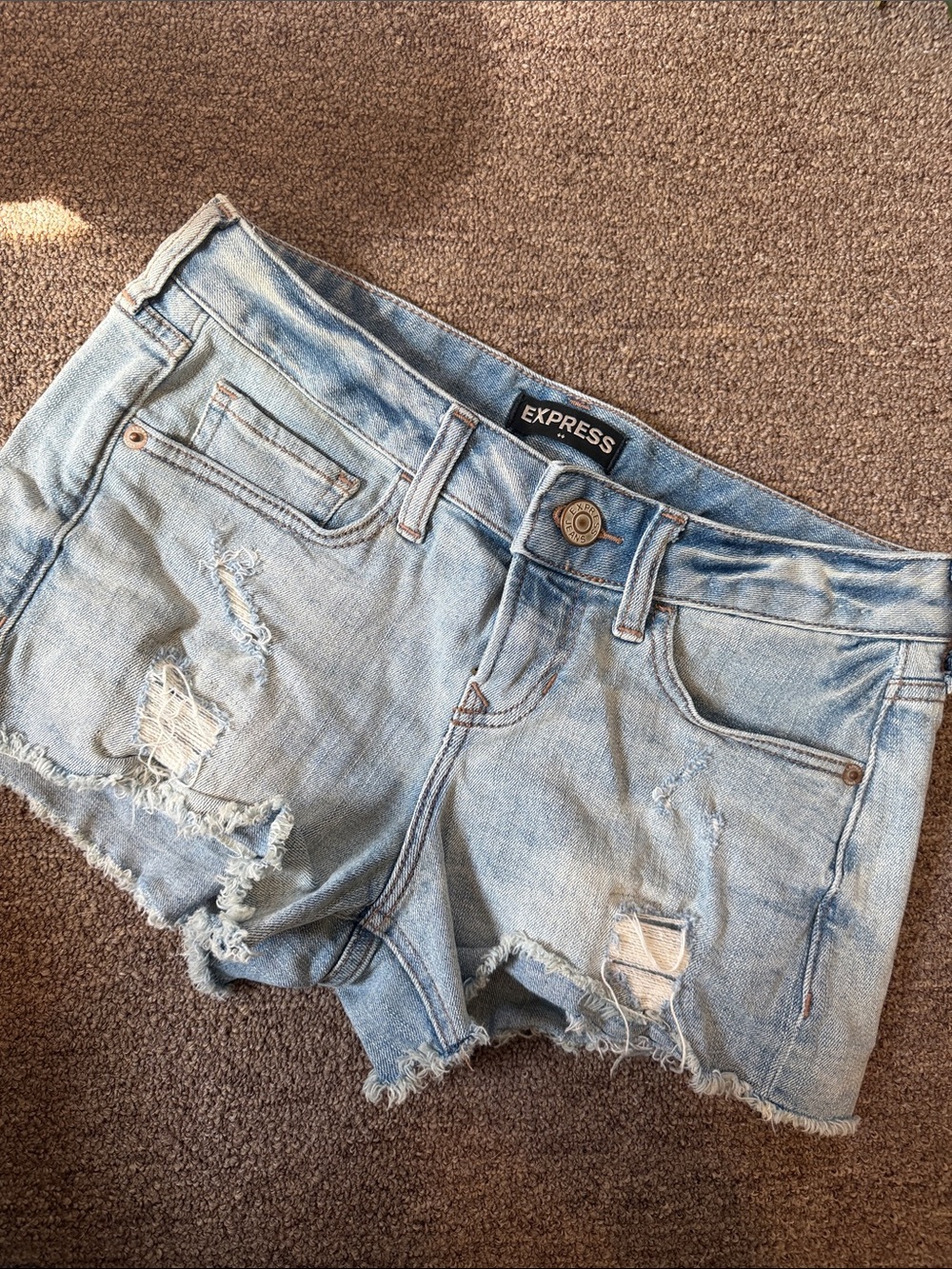 Express Light Wash Distressed Denim Shorts